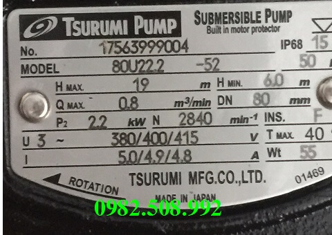 Máy bơm chìm nước thải Tsurumi 80U22.2