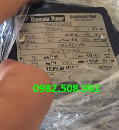 Máy bơm chìm Tsurumi 200B415, công suất 20hp