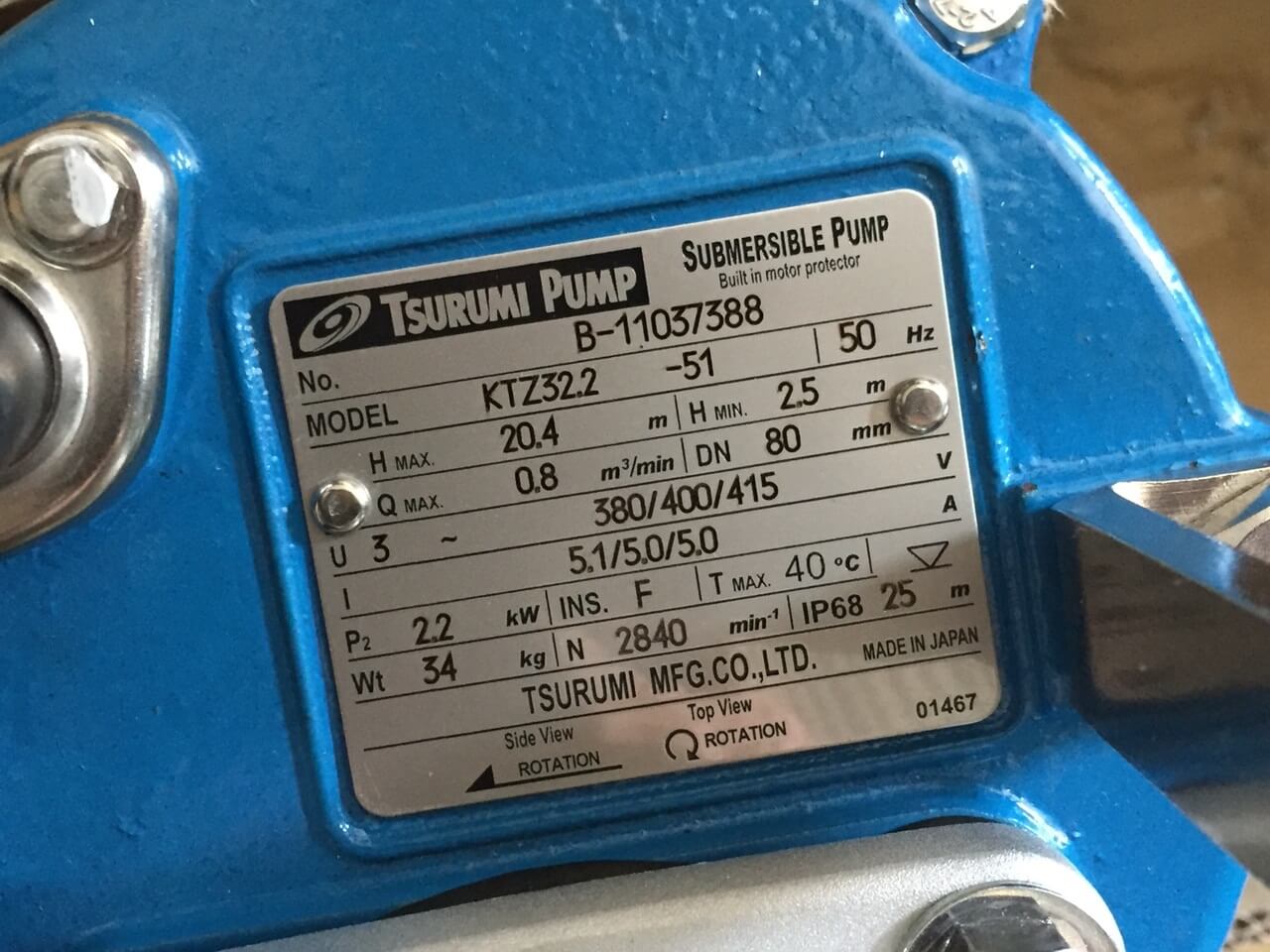 Tem máy bơm chìm hố móng Tsurumi KTZ32.2 Tem máy bơm chìm hố móng Tsurumi KTZ32.2