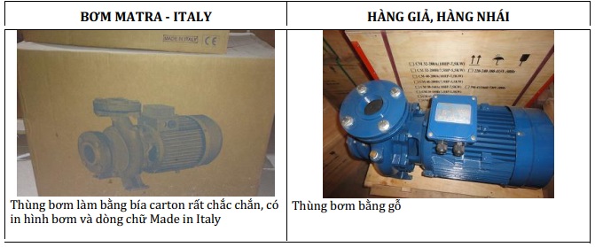 Cách nhận diện bơm cấp nước Matra chính hãng